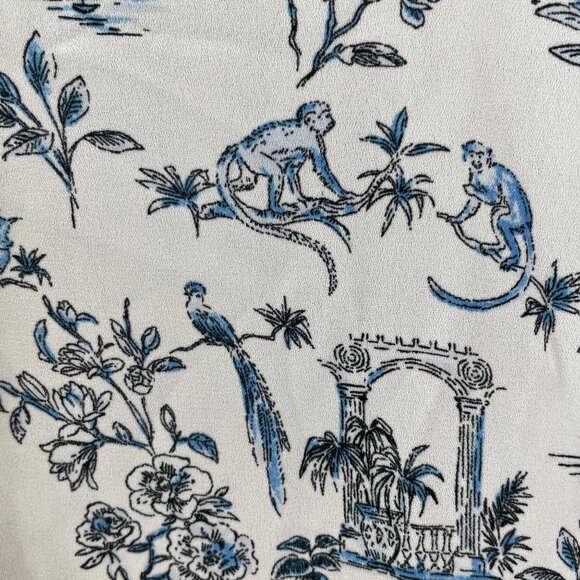 Rose + Olive Womens Plus 2X Floral Monkey Birds Print Blouse Ruffle Sleeve Top - Picture 9 of 13